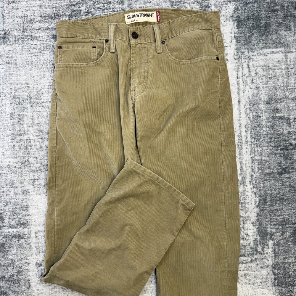 Levis Corduroy Jeans Mens 31x30 Beige 514 Slim Straight Skate Surf Y2K Pinwale